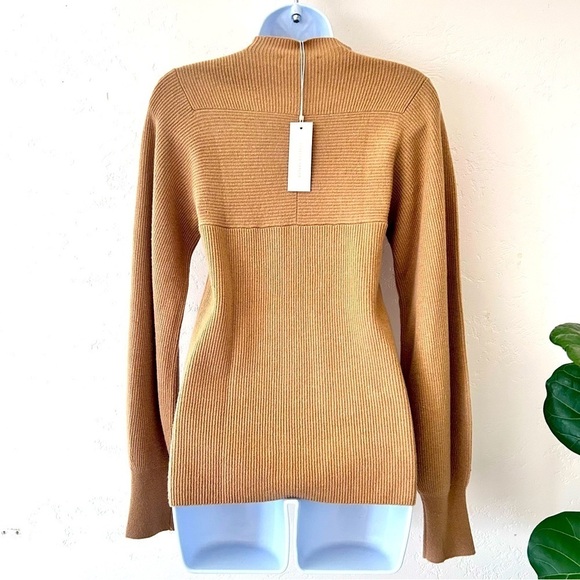 REBECCA TAYLOR Merino Wool Cashmere Mockneck Sweater Size S Camel NWT - Picture 7 of 11